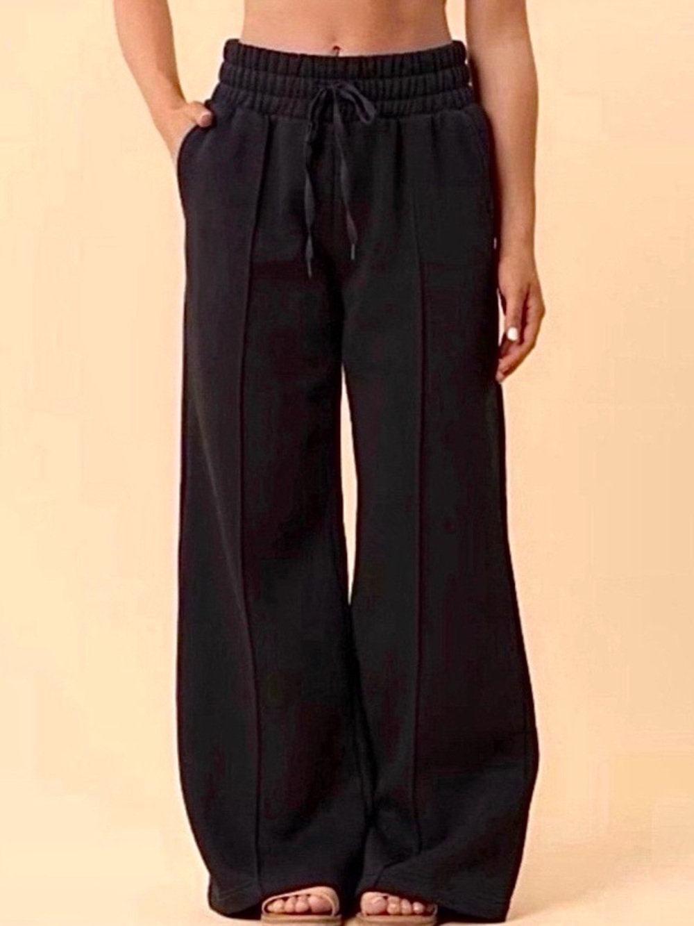 New Blogilates Black Wide Leg Travel Trouser Sweatpants XL Casual Athletic Pants
